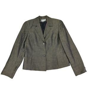 Vintage Gianni Linen Blend Blazer Jacket Made in USA Brown Two Button Women's 10